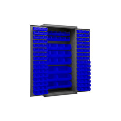 Durham Mfg. Cabinet, 16 Gauge, 126 Blue Bins, 36 x 24 x 72 | 2501-BDLP-126-5295