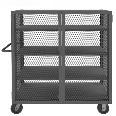 Durham Mfg. Rolling Mesh Truck, 3 Adjustable Shelves, 24 x 48, 2000 lbs. Capacity | HTL-2448-DD-3AS-95