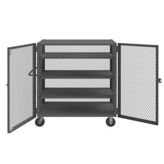 Durham Mfg. Rolling Mesh Truck, 3 Adjustable Shelves, 24 x 48, 2000 lbs. Capacity | HTL-2448-DD-3AS-95