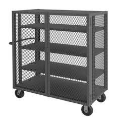 Durham Mfg. Rolling Mesh Truck, 3 Adjustable Shelves, 24 x 48, 2000 lbs. Capacity | HTL-2448-DD-3AS-95