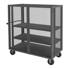 Durham Mfg. Rolling Mesh Truck, 3 Adjustable Shelves, 24 x 48, 2000 lbs. Capacity | HTL-2448-DD-3AS-95